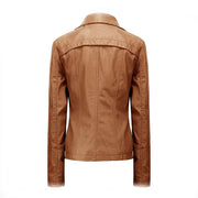 Celebrity Fashion Tall ultimate faux Women leather biker jacket in Brown