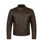 Distressed Leather Biker Jacket