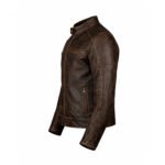 Distressed Leather Biker Jacket - Image 3